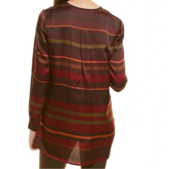 Lafayette 148 Prisha Autumn Sheen Rust Stripe Tunic Blouse Size Small - Picture 6 of 17